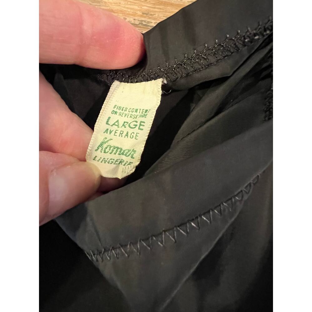 Vintage 70s Komar Black Eyelet embroidered Half Slip - Picture 5 of 6